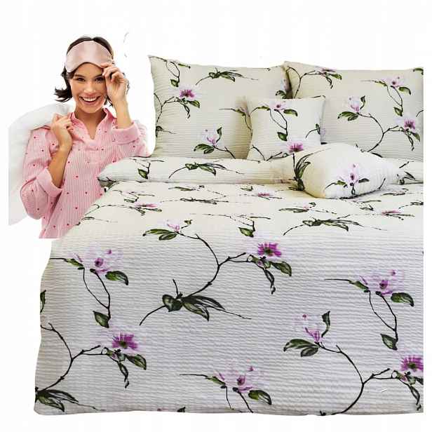 krepové povlečení 140x200 1x70/80 Magnolie Krém hrubý Vysoká kvalita