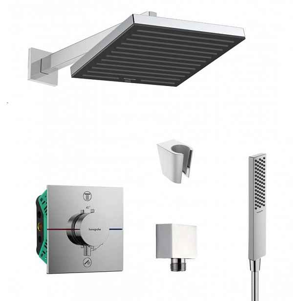 SANITINO - Sprchový set s termostatem a tělesem pod omítku hansgrohe, příslušenství kielle, chrom SANI21HHK003