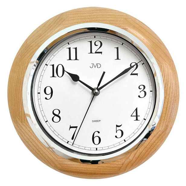 Dřevěné Kulatý Hnědé Tiché Retro Nástěnné Hodiny Jvd NS7111.68 29 cm