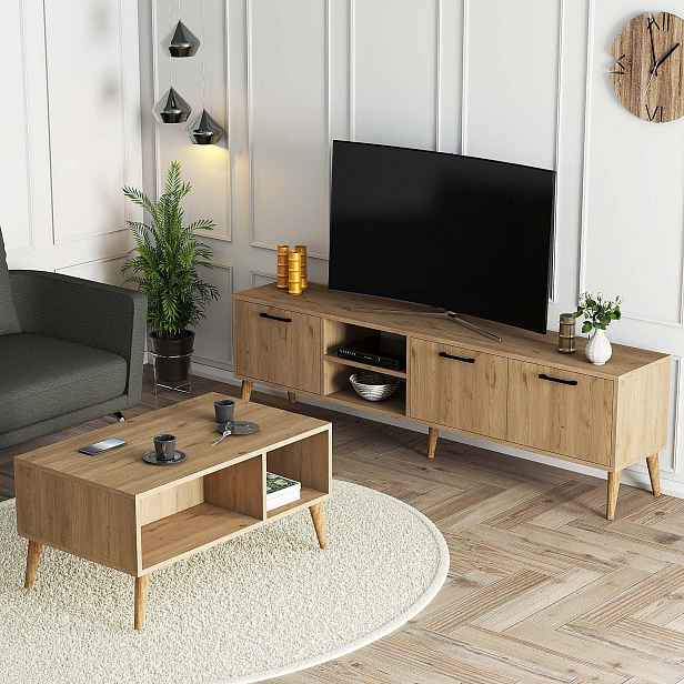 Kalune Design Sada nábytku do obývacího pokoje Sety dub přírodní