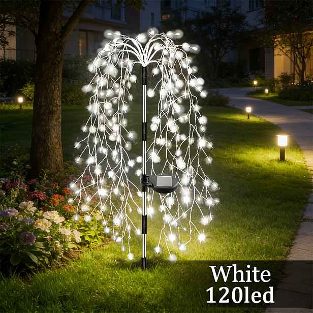 TEMU 1ks Solární venkovní dekorativní zemní kolíkové světlo s 120/200 LED. Vhodné pro venkovní prostory, jsou zahrady, trávníky, dvorní cestičky,