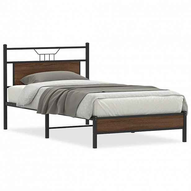 vidaXL Rám postele bez matrace Dub hnědý 107x203 cm Dřevěné konstrukce