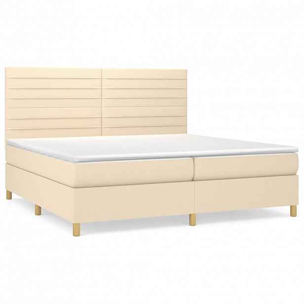 vidaXL Box spring postel s matrací krémová 200x200 cm textil