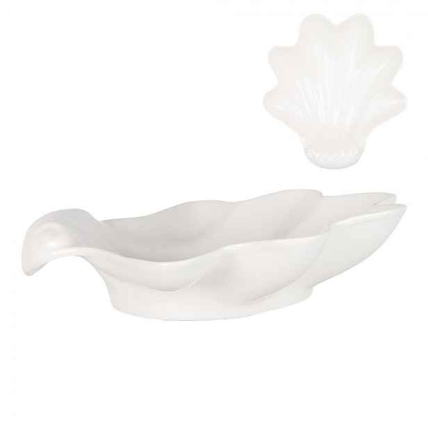 Bílá keramická mísa ve tvaru mušle Shell Bowl - 23*22*6 cm Clayre & Eef