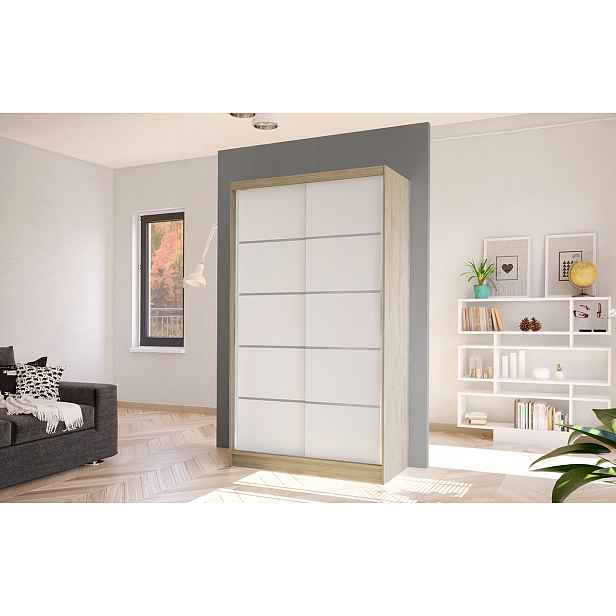 Elegantní šatní skříň ARINI 4 - šířka 100 cm, dub sonoma / bílá