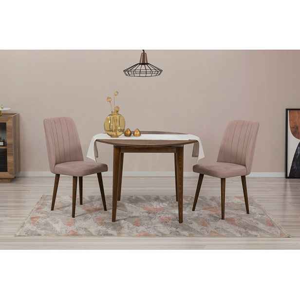 Jídelní set s rozkládacím stolem a židlemi (3 kusy) Vina 0900 - Walnut, Stone