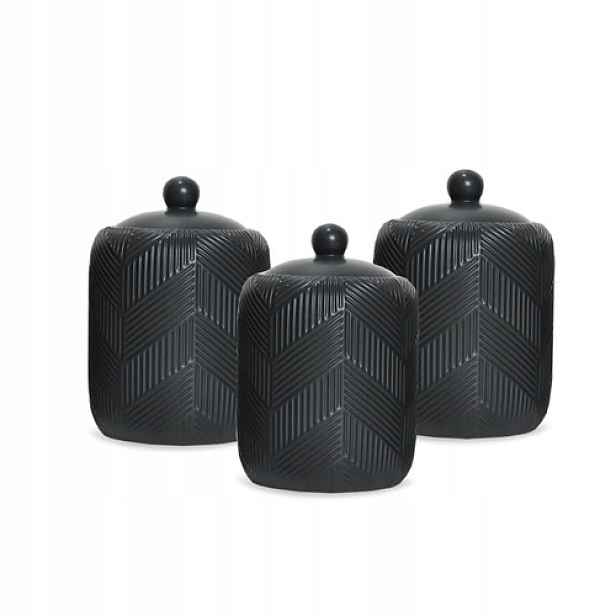 Sada 3 dóz na kávu, čaj a cukr 'geometry Black' Maestro MR-20