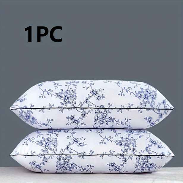 TEMU Vysoká kvalita vysokého plnění starobylého modrého a bílého květinového polštářového jádra - hotelová kvalita, měkký polyester, pohodlnost po