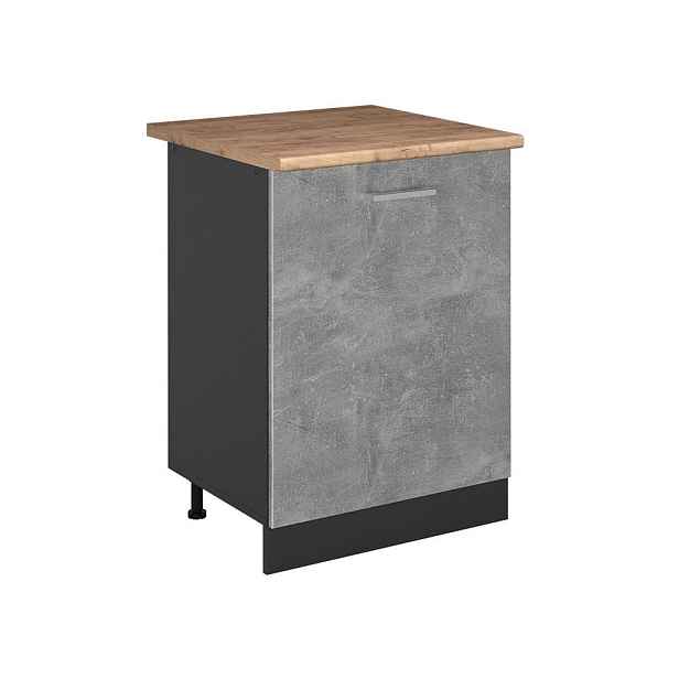 Vicco SPODNÍ SKŘÍŇKA KUCHYŇSKÉ LINKY R-Line, Beton/Antracit, 60 cm s 1 dveřmi pracovná doska Dub Goldkraft