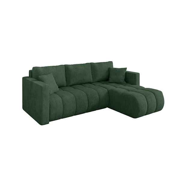 ALTDECOR ROHOVÁ SEDAČKA s funkcí spaní, otoman vpravo GARD-L 226x146x85 zelená manšestr