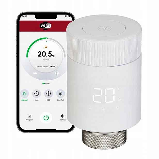 Chytrá Termostatická Hlavice na Radiátor s LCD Displejem, Ventil, Smart Home Tuya WiFi