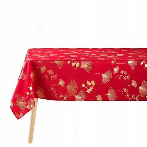 Ubrus Polyester Zlatý Ginkgo 150 X 300 CM Červený