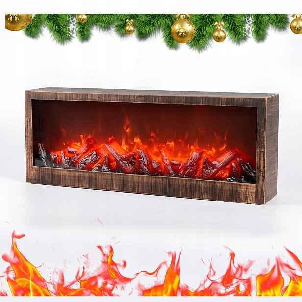 Velký Led krb 60 cm Usb baterie efekt plamene dekorace domu