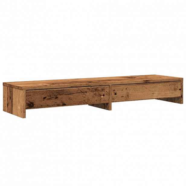 vidaXL Stojan na monitor se zásuvkami old wood 100x27x15 cm kompozit