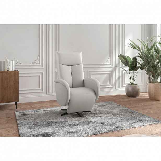 Sit & More RELAXAČNÍ KŘESLO, kůže, světle šedá