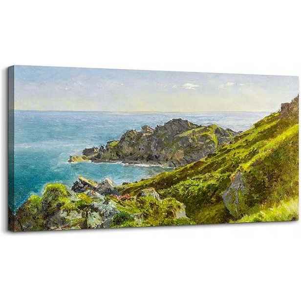 Obraz na plátně dekorativní závěsný dřevěný rám pobřeží 73x146 cm