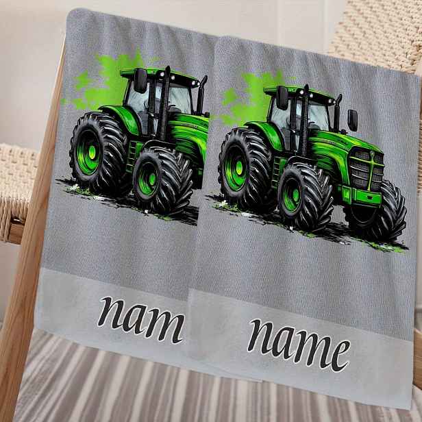 TEMU 1 ks, Vlastní jméno, Kreslený tractor, Kreslený anime ručník, Pruhovaný design, Ručník do koupelny, Rychleschnoucí absorpční ručník, Ručník v