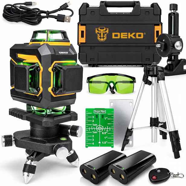 Laserová Vodováha 360 Rovinná 4D Křížový Laser Pro Zelený Deko