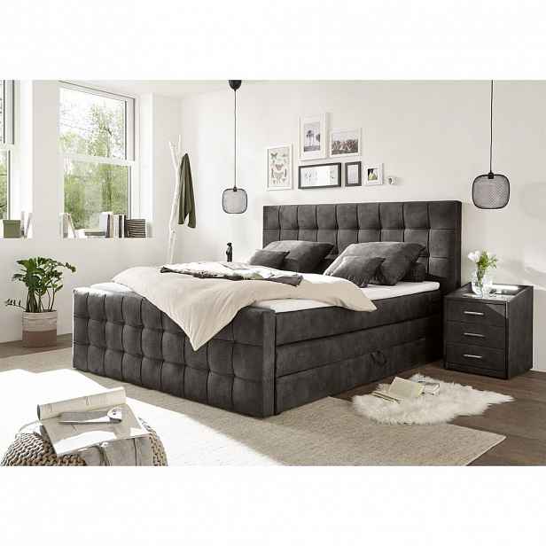 Boxspring postel Vancouver 180x200 cm Tmavě Hnědá