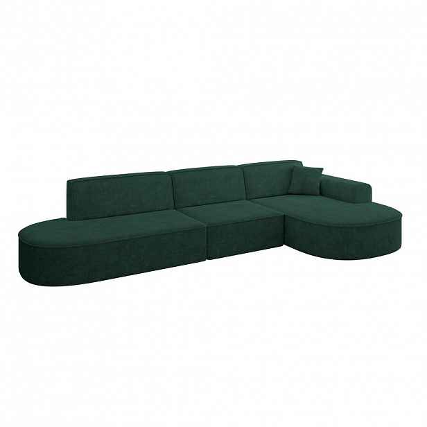 ALTDECOR ROHOVÁ SEDACÍ SOUPRAVA s otomanem vpravo MARI-L2 – 328 × 171 × 79 cm, zelený velur