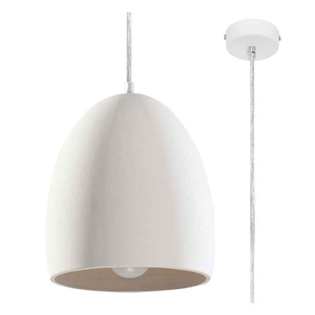 Bílé závěsné svítidlo s keramickým stínidlem ø 30 cm Fonsie – Sollux