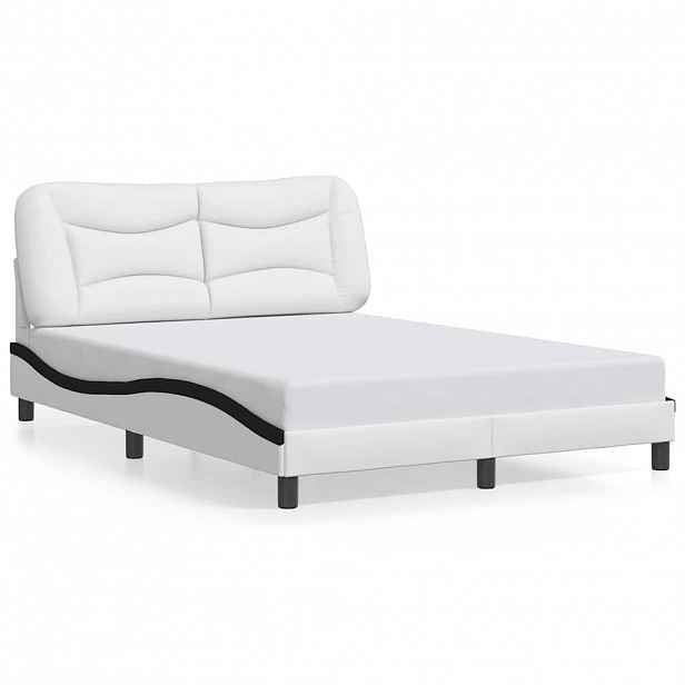 vidaXL Rám postele bez matrace Hvar bílý a černý 140 x 200 cm umělá kůže