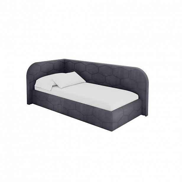 ALTDECOR JEDNOLŮŽKOVÁ POSTEL pro mládež s úložným prostorem, vpravo - JAXY 100x200 tmavě šedá