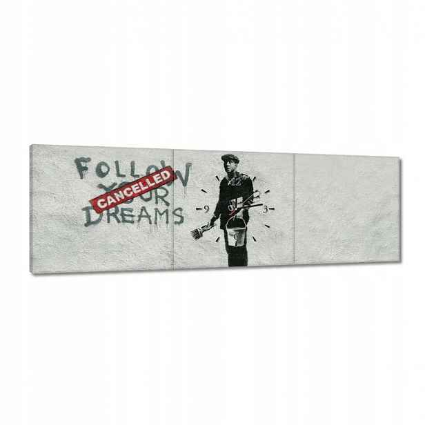 Hodiny 120x40 Banksy Follow Your Dreams