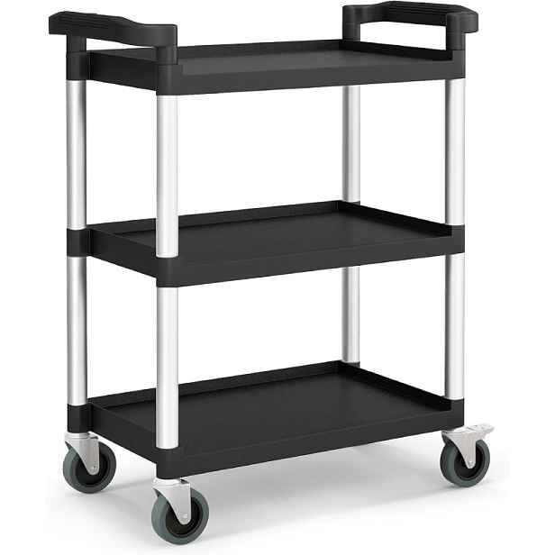 3patrový pojízdný vozík s kolečky HYT-66552, nosnost 150 kg, černý