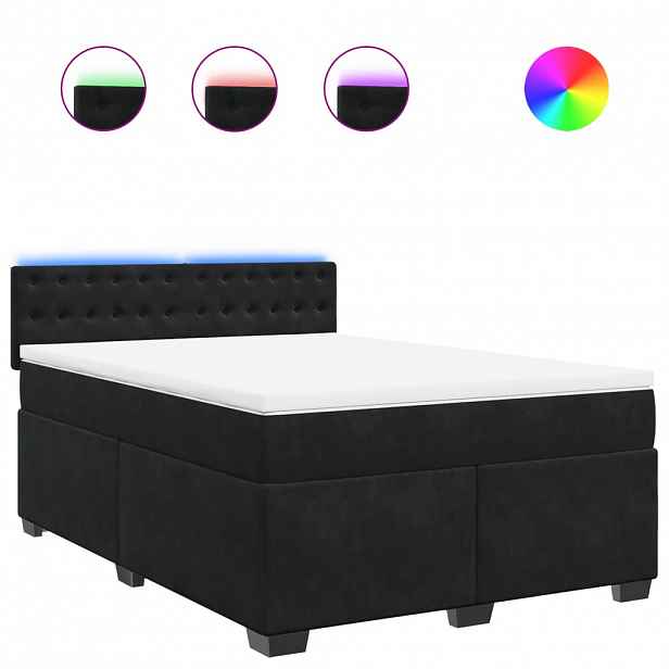 vidaXL Box spring postel s matrací černá 140 x 190 cm samet