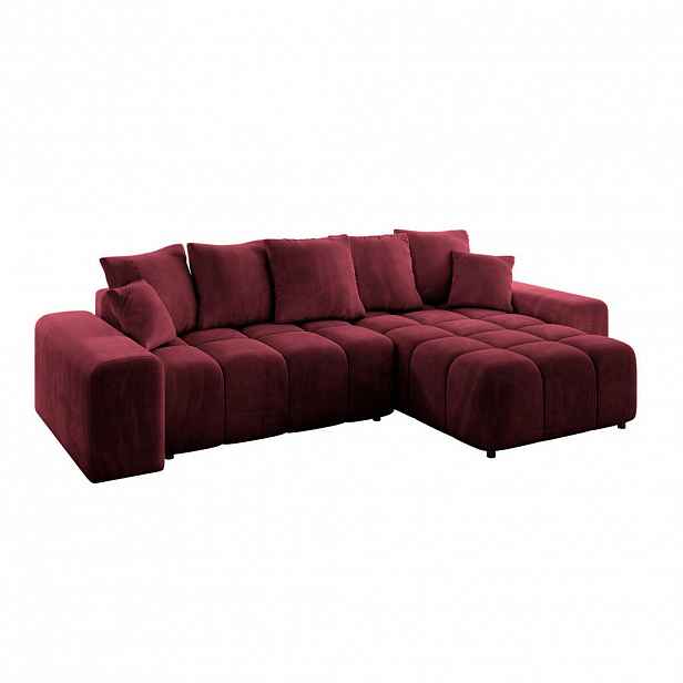 ALTDECOR ROHOVÁ SEDACÍ SOUPRAVA s otomanem vpravo ENIL-L 297x189x68 bordó, velur