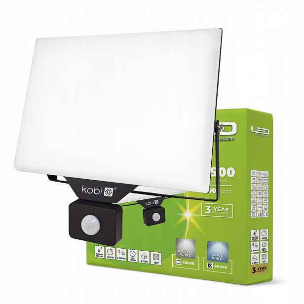 Halogen Led lampa s pohybovým senzorem 100W 6000K Venkovní IP54