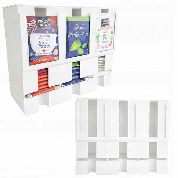 Moderní organizér na čaj Dávkovač čaje Loft Bílý