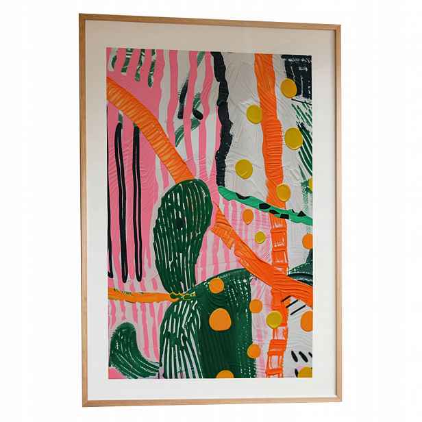 Obraz Abstrakce Růžovo-zelená A3 Plakát Rámeček Dřevěný 30x42 cm