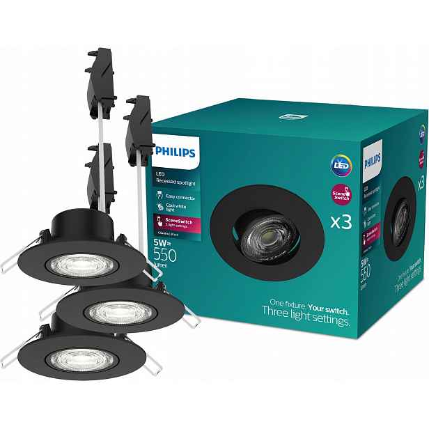 3x Led podomítkové svítidlo 5W 4000K stmívatelné SceneSwitch Cilantro Philips