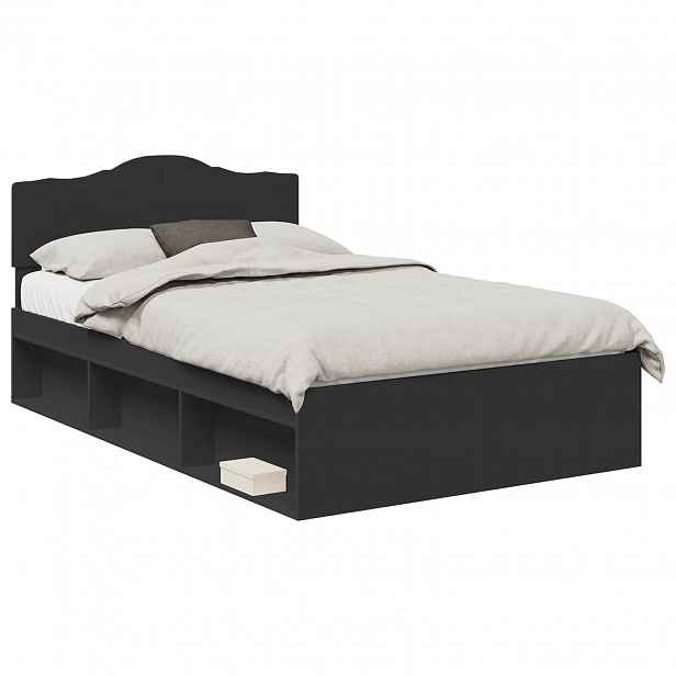 vidaXL Rám postele s čelo Černá 120 x 200 cm Masivní borové dřevo
