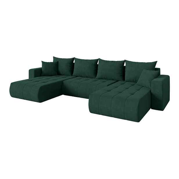 ALTDECOR SEDACÍ SOUPRAVA DO U s funkcí spaní a úložným prostorem MILA-U 378x194x86 zelená velur