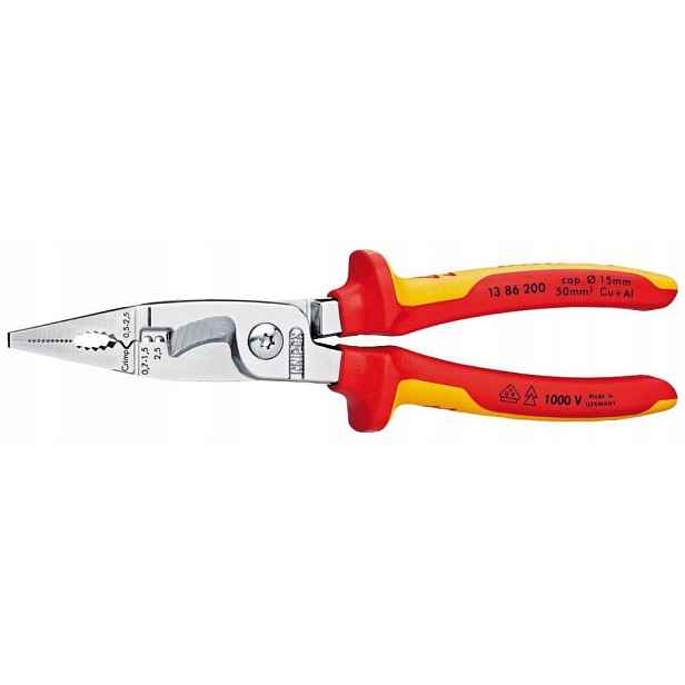 Kleště pro elektrické instalace, chromované Vde 200 mm Knipex