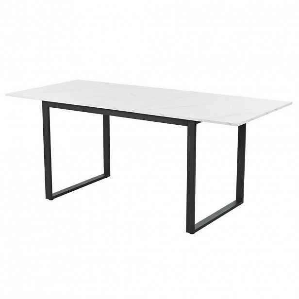 OKWISH JÍDELNÍ stůl 140/180/80/75 cm bílý z MDF a kovu s rozkládací deskou