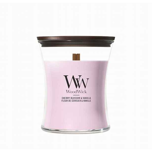 Střední vonná svíčka WoodWick Cherry Blossom & Vanilla