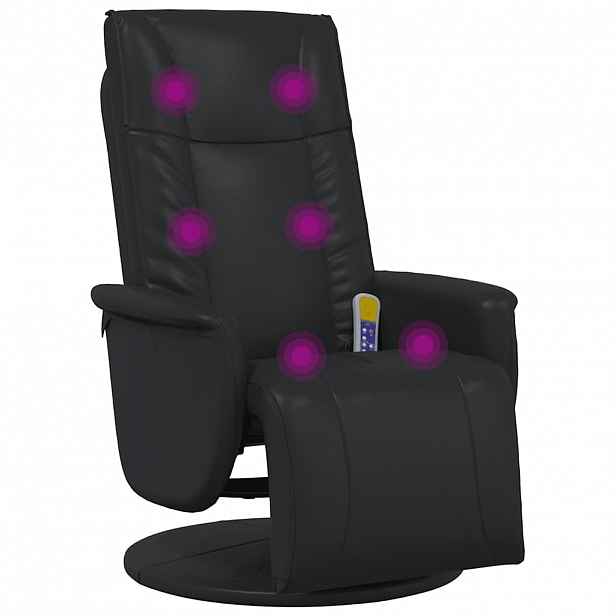 vidaXL Masážní polohovací křeslo s podnožkou černé umělá kůže