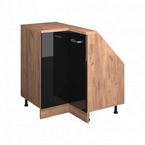 Vicco ŠIKMÁ SKŘÍŇ ROHOVÁ SKŘÍŇKA Rion Černý vysoký lesk 75.6 x 81.6 cm s 1 dveřmi
