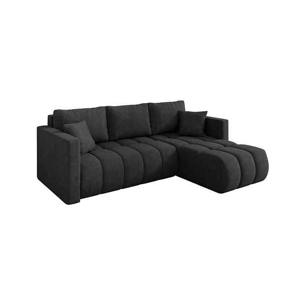 ALTDECOR ROHOVÁ SEDAČKA s funkcí spaní, otoman vpravo GARD-L 226x146x85 tmavě šedá velur