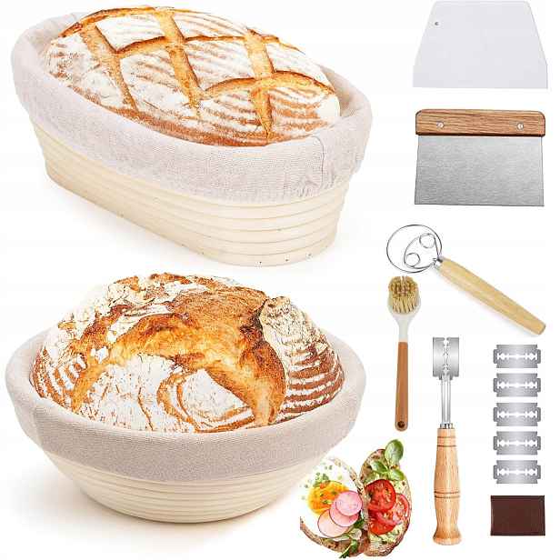 Ratanový Košík Na Kynutí Chleba Garování Kulatý Set Na Pečení