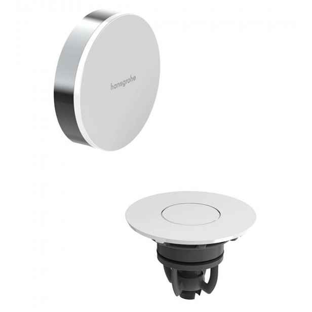 Hansgrohe Flexaplus - Vrchní sada k vanové odtokové a přepadové soupravě s napouštěním, Push-Open, chrom/vysoce lesklá bílá 58187000