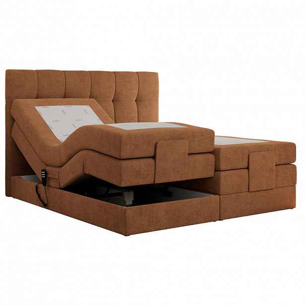 MKS POSTEL BOXSPRING VITTORIA 200/200 - Oranžová Strukturovaná látka - H3
