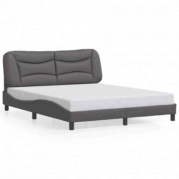 vidaXL Rám postele bez matrace Hvar šedý 160x200 cm umělá kůže