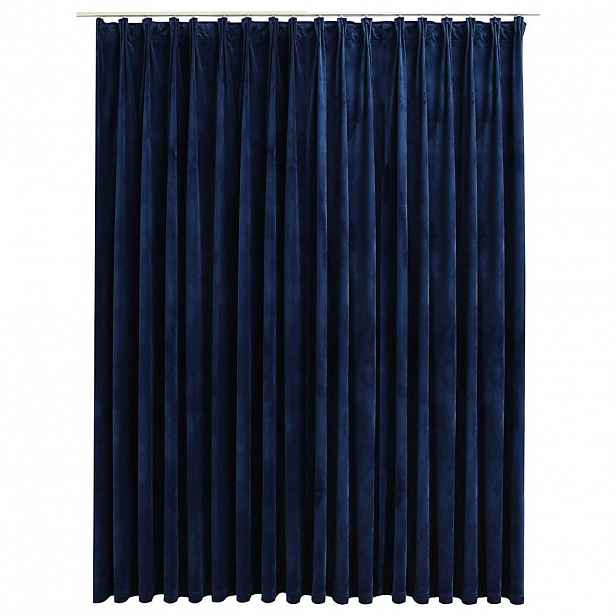 vidaXL Zatemňovací závěs s háčky sametový tmavě modrý 290 x 245 cm