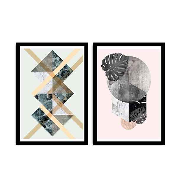 Wallity Sada nástěnných obrazů Profitola 36x51 cm 2 ks bílá/šedá