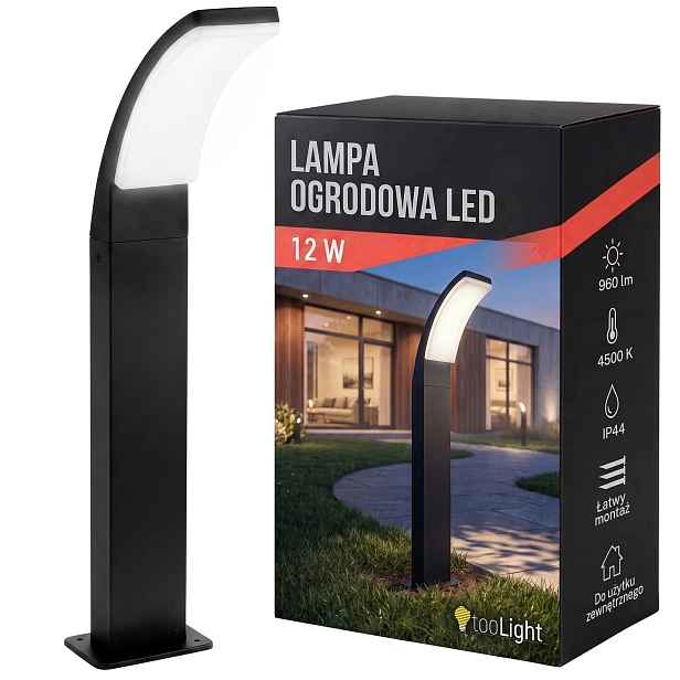 Stojací Zahradní Lampa Led Sloupek Pro Venkovní Osvětlení 60 CM, Černá